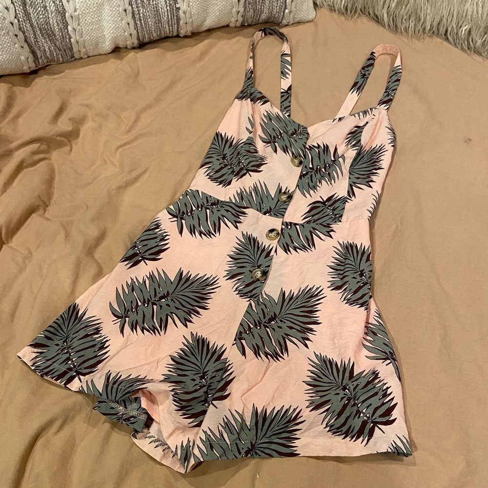 NEW LUSH Pink Palm Romper